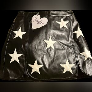 Buddy Love Black and White Star Mini Skirt